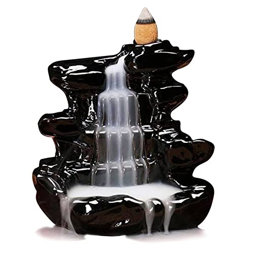 Image of CRAFTAM Polyresin Smoke Backflow Fountain with 10 Free Backflow Cones Showpiece Figurine for Gift (10 x 7 x 10 cm, Black)