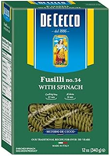 De Cecco Spinach Pasta, Fusilli No.34, 12 Ounce (Pack of 12)