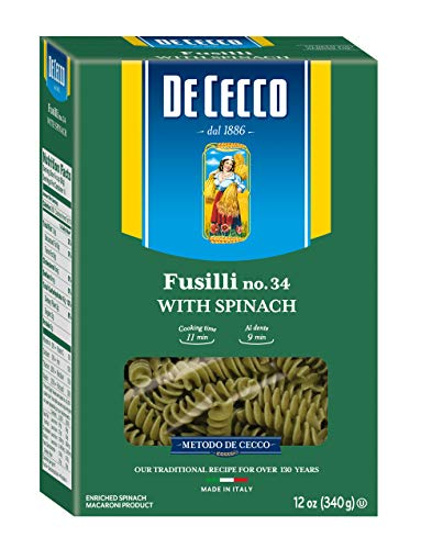 De Cecco Spinach Pasta, Fusilli No.34, 12 Ounce (Pack of 12)