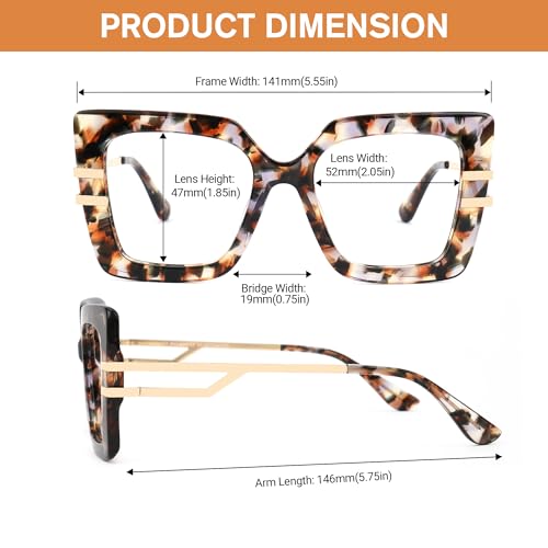 Image of Zeelool Oversized Square Eyeglasses for Women with Non-prescription Clear Lens ZJGX444789-04 Flower