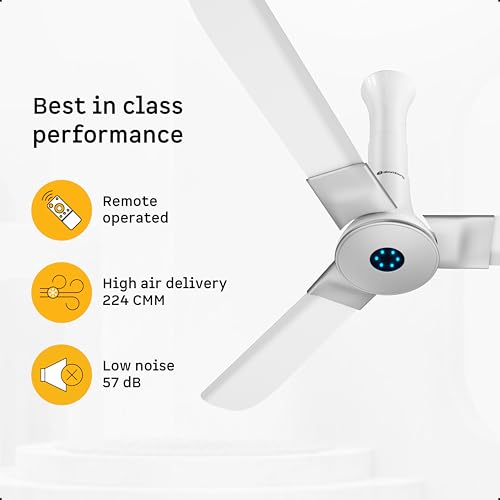 Image of atomberg Studio+ 1200mm BLDC Ceiling Fan with Remote Control | BEE 5 star Rated Energy Efficient Ceiling Fan | High Air Delivery with LED Indicators | 3 Year Warranty (Marble White)