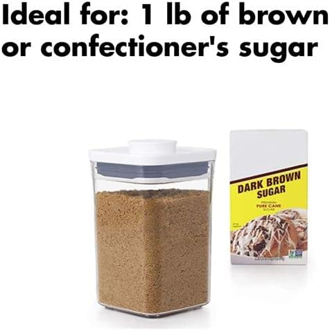 OXO Good Grips POP Container - Airtight Food Storage - Small Square Short 1.1 Qt Ideal for 1 lb of brown sugar or confectioner's sugar CONTAINER 1.1 Qt - Square - Brown Sugar image 2 of 12 B077VLKNW6