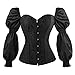 Charmian Überbrustkorsett für Damen, Renaissance, viktorianisch, Brokat, lange Ärmel - Schwarz - s (Büste 31.1/32.7" Taille 24.0/25.6")