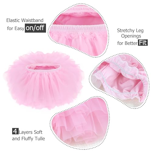 Toddler Baby Girls Soft Tutu Skirt Skort with Diaper Cover for Baby Infant Kids Princess Tutu Skirt 0-4 T Pink