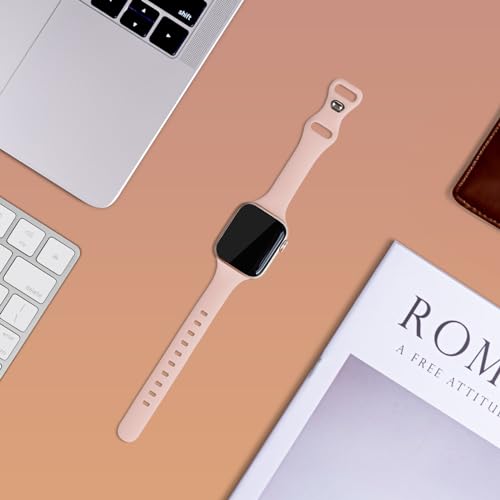 Image of Thin Silicone Band Compatible with Apple Watch 41mm 38mm 40mm 46mm 45mm 42mm 44mm, Slim Narrow Replacement Sport Strap Wristband for iWatch Series 11 10 9 8 7 6 5 4 SE Ultra 3 2 1 Women Men