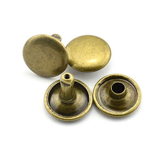 Ruiling 120Pcs 12X12Mm Bronze Double Cap Rapid Rivets Round Head Decorative Rivets Diy Leather Craft Studs 1/2 Inch #TOP20