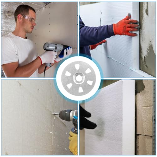 200 Stück Unterlegscheiben Fliesenträger 35mm, Beilagscheiben, Fliesenträger, Dämmstoffteller mit Schrauben Schaumstoffplatte Lastverteilung für Schrauben Nägel Gipskartonplatten Verbundplatten