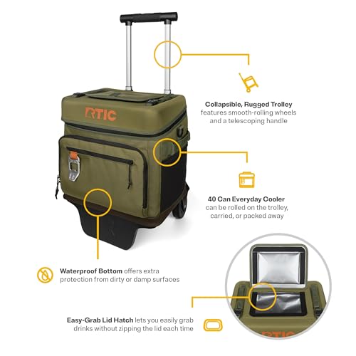 RTIC Everyday Wheeled Cooler, Soft Sided Insulated Portable Rolling Collapsible Cooler Bag with Wheels and Handle for Outdoor, Beach, Camping,... - Image 4