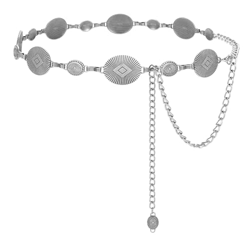 KASBAH Women Western Metal Chain Belt Concho Country Belt Concho Belts For Dresses Jeans Waist Chain Belt Cowgirl