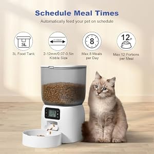 ANDOLL HOME Automatic Cat Feeder, 3L Cat Food Dispenser with 10s Voice Recorder, Pet Feeder up to 8 Meals per Day, Timed Dog Feeder — photo 2 of 6