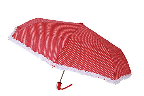Susino 3280 Automatik Taschenschirm Φ 100 cm/Strurmschirm mit Punkten/Dot umbrella (Rot)