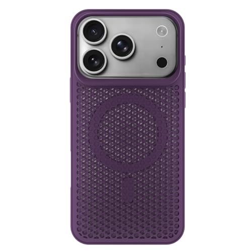 Image of Pikkme Back Cover for iPhone 17 Pro Max | Honeycomb Cooling Design | Silicone Heat Dissipation | Mag-Safe Compatible | Shockproof Camera Protection Bumper Case (Purple)