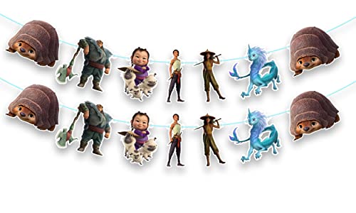 Image of Raya and The Last Dragn Garland Decorations - Birthday Party Supplies for Girls - Cartoon Theme Party Banner & Hanging Decoration - Durable, Colorful, Easy-to-Hang Garland for Birthday Party Decor