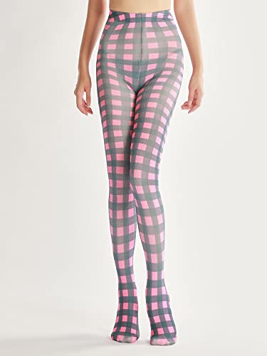 Image of Sahabowi Women Tights, Sheer High Waist Pantyhose, Vintage Control Top Stockings, Siwa opaque print1