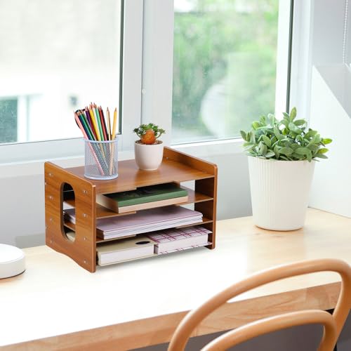 DOITOOL 桜木色縦型書類整理トレイ