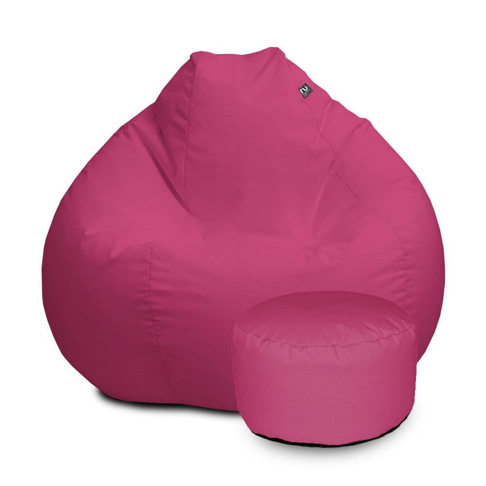rucomfy Water Resistant Adult Slouchbag Beanbag Foostool Bundle - Pink
