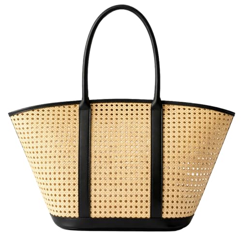 Bolso Tote de Ratán tejido a mano para mujer miniatura 1