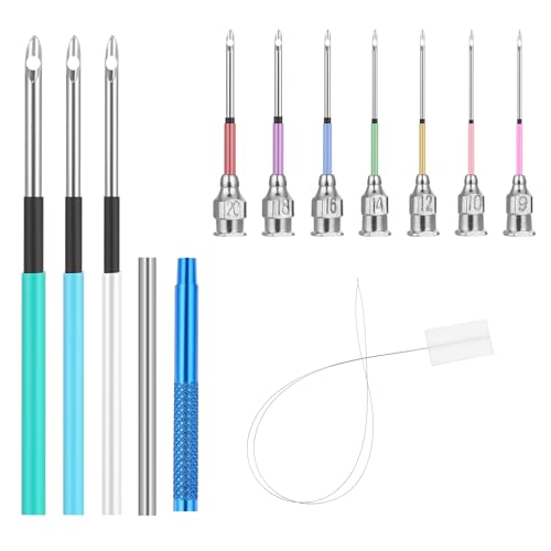 13 Pcs Punch Needle Kit 10 Sizes Punch Needle Tool Punch Needles with Handles Punch Embroidery Kit with Embroidery Tool Punch for Adults Beginner Cross Stitch DIY Craft