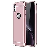 CROSYMX iPhone X/XS Case, 3 in 1 Ultra Thin and Slim Hard Case Coated Non Slip Matte Surface with Electroplate Frame for Apple iPhone X/XS(5.8'') - Rose Gold