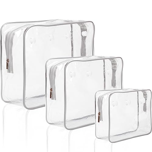 3 Packs Clear Bogg Beach Tote Bag Accessories-clear Designer Zipper Insert Bag(for 19*15*9.5 and 15*13*5.25), Travel Makeup Clean Toiletry Brush Organizer Cosmetic Divider Storage Inner Pouch (Grey)