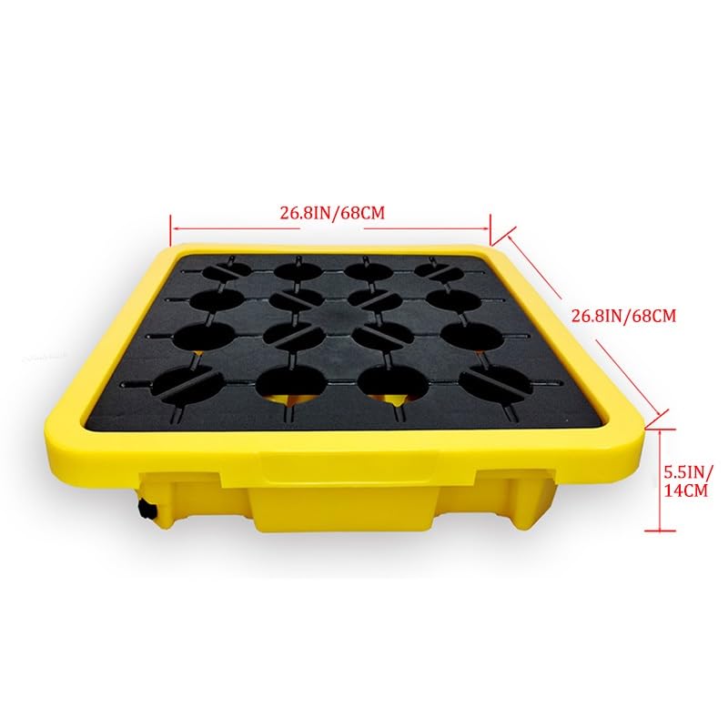 XBTGS Vassoio modulare per il contenimento delle fuoriuscite impilabile, pallet di capacità del tamburo dell'olio con scarico, soluzione di sicurezza industriale per garage e cucina di fabbrica
