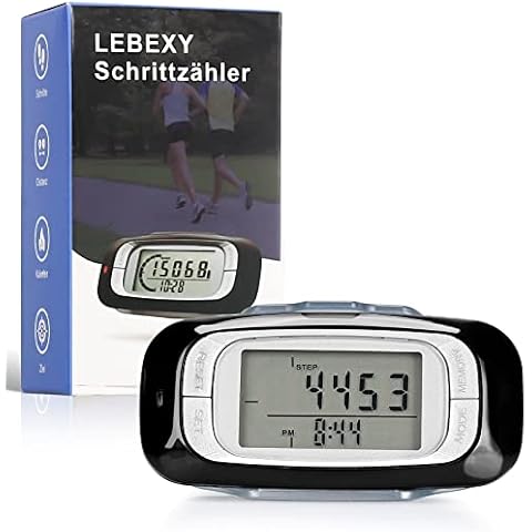 LEBEXY Schrittzähler Clip Einfache Pedometer Fitness Tracker Bedienung Testsieger Schritt/Distanz/Kalorien/Zähler Counter, Ohne Bluetooth/App/Handy, 3D Schrittzähler mit großem Display Cover