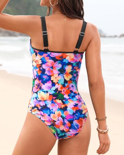 Image of Yonique Womens One Piece Swimsuit Tummy Control - Slimming Bathing Suit V Wired Full Coverage 2026 Swimwear