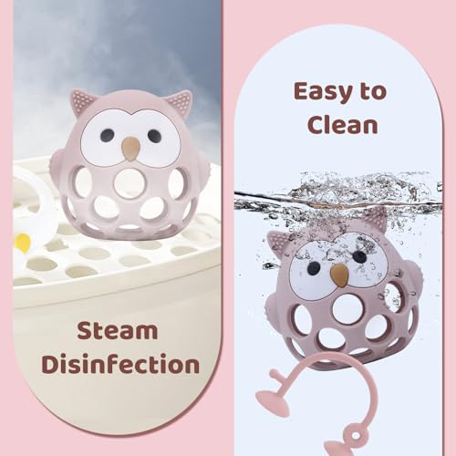 Image of Baby High Chair Suction Toys Teething Chew - Baby Teething Table Toys Silicone Teethers, Food Grade Silicon for 6 12 18 Months (Pink)