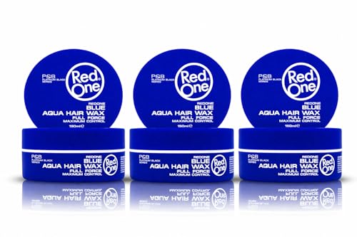 RedOne Cera para Peinar el Cabello, Color Azul, 3 Unidades de 150 ml, Fijación Ultrafija, para Hombre y Mujer, Máximo Control