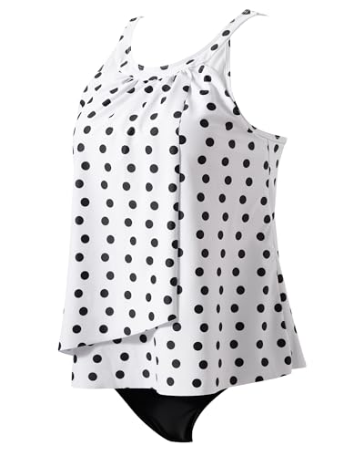 Image of SUUKSESS Women Tummy Control Tankini Bathing Suit Ruffle High Waisted Swimsuit