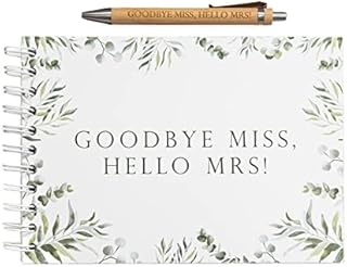 Goodbye miss hello mrs hen party guest book and wooden keepsake pen | hen party accessories | kiss the miss goodbye | hen do accessories | team bride gifts
