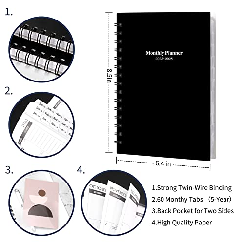 2023-2028 Monthly Planner/Calendar - 5 Year Monthly Planner 2023-2028 With Tabs, Jul 2023 - Jun 2028, 6.4" X 8.5", 60 Monthly Planner, Two-Side Pocket, 9 Notes Pages, Suitable For Long-Term Planning #TOP4