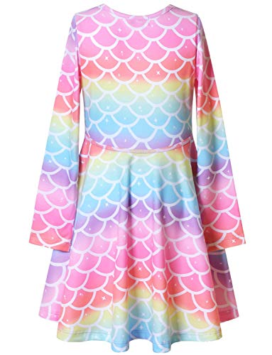 Jxstar Girls&Doll Matching Dresses Long Sleeve Unicorn Mermaid Outfits Clothes2