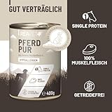 ReaVET Premium Hunde Nassfutter - Pferd Pur 12 x 400g I Reines Muskelfleisch, Hypoallergen, ohne Getreide & Zusätze, Hundenassfutter sensitiv für Allergiker