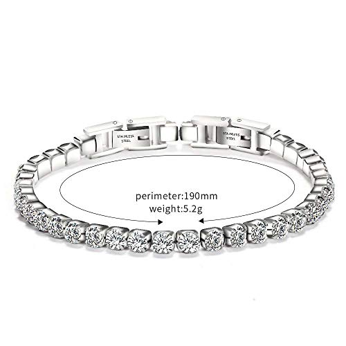 Jude Jewelers Stainless Steel Cubic Zircon Eternity Wedding Statement Strand Link Bracelet2