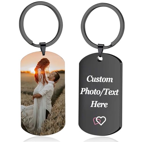 POKEHAND Custom Keychain with Picture?Personalized Keychains with Engraving Photo/Text?Customized gifts for boyfriends husbands wives and girlfriends?fathers day gifts