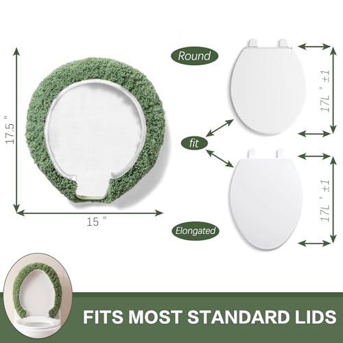 Image of Microfiber Toilet Lid Cover, 17.5 inchx15 inch Fits Round Oblong and Elongated