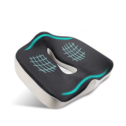 Joric Cuscino ergonomico in memory foam, cuscino per alleviare la schiena in caso di stanchezza per sedie da ufficio, sedie a rotelle, sedie da cucina, poltrone relax e sedili auto