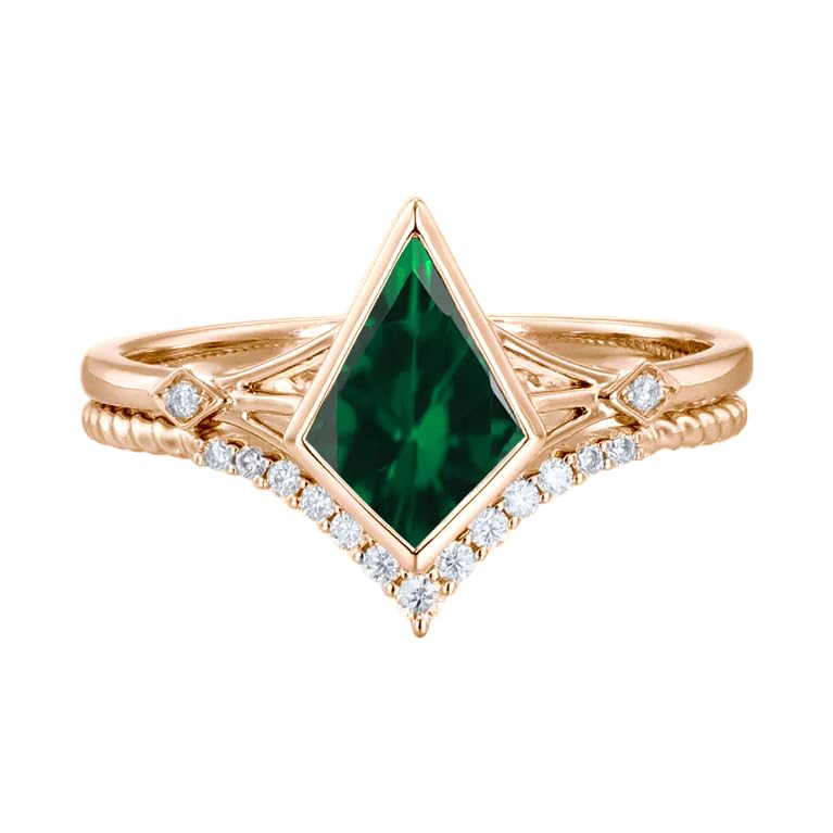 1-3 Carat Kite Cut Gemstone Ring Set for Women S925 Sterling Silver/10K/14K/18K Gold Handmade Ring Set for Women Wedding Ring Set Personalized Jewelry Gift for Women’s Day Her3