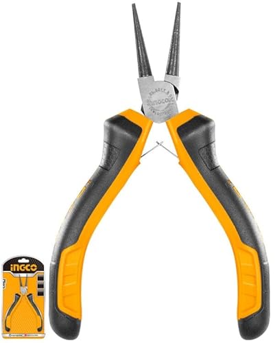 INGCO HMNP08115 Mini Pinza a Becco Tondo 115mm manico ergonomico antiscivolo Ideale per gioielli Compatto e versatile Massima precisione Realizzato in cromo vanadio Manico bimateriale
