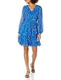 Picture of Karl Lagerfeld Paris Women's Printed Ruffle Chiffon Dress, Strong Blue, 14