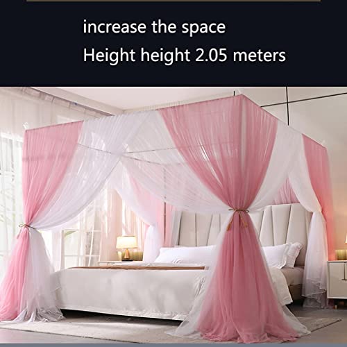 Mosquitera con 4 dosel para cama grande de dos metros decorativa rosa de dormitorio 5
