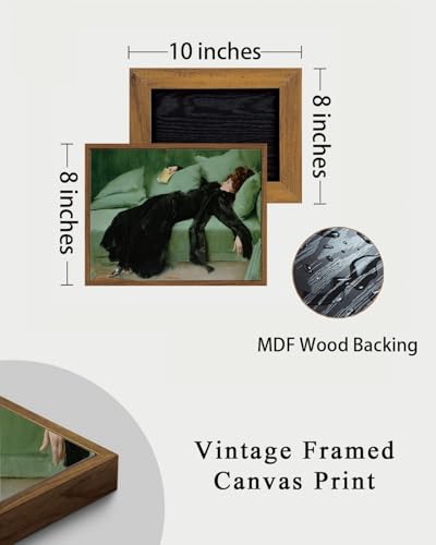 Image of KISSFOX Vintage Framed Wall Art Decor Victorian Young Decadent Girl Pictures Paintings Wall Decor Moody Women Canvas Art Prints Modern Farmhouse Woman Artwork For Kitchen Bedroom Living Room