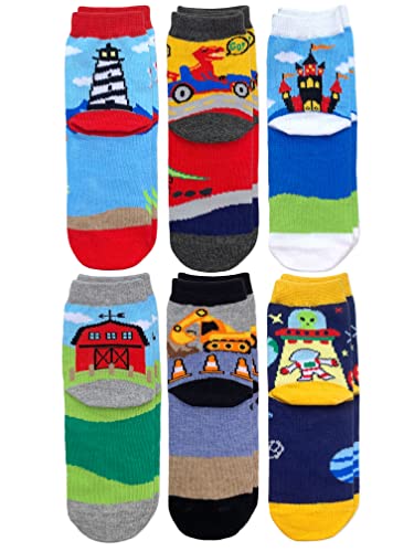Image of Jefferies Socks Boy's Space Pirate Dinosaur Fun Colorful Pattern Crew Socks 6 Pack