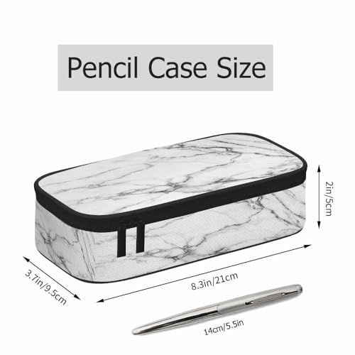Image of White Marble Pencil Case Stone Floor Granite Big Capacity Pen Case Pencil Pouch Pen Bag School Students Boy Girl