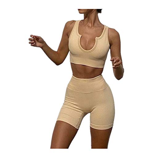 Pantalones cortos de punto sin costuras de manga corta para yoga, yoga, correr, senderismo, gimnasio, ejercicio, ejercicio, correr, ciclismo, ocio (3,S) Cover