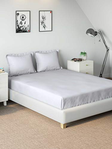 Image of DDECOR - Solids 210TC 100% Cotton Double Bedsheet with 2 Pillow Covers, King Size, Blue
