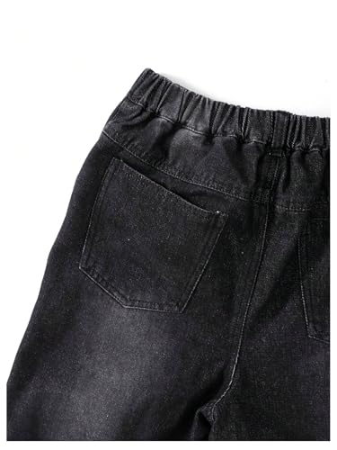 Floerns Girl's Elastic Waist Ripped Long Jeans Wide Leg Y2K Streetwear Denim Pants4