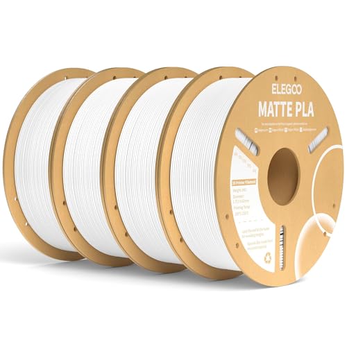 ELEGOO Matte PLA Filament Matte White 4KG, 1.75mm 3D Printer Filament Bundle...