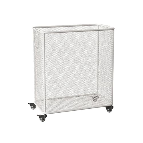 Panier de rangement pour buanderie métallique ventilé blanc